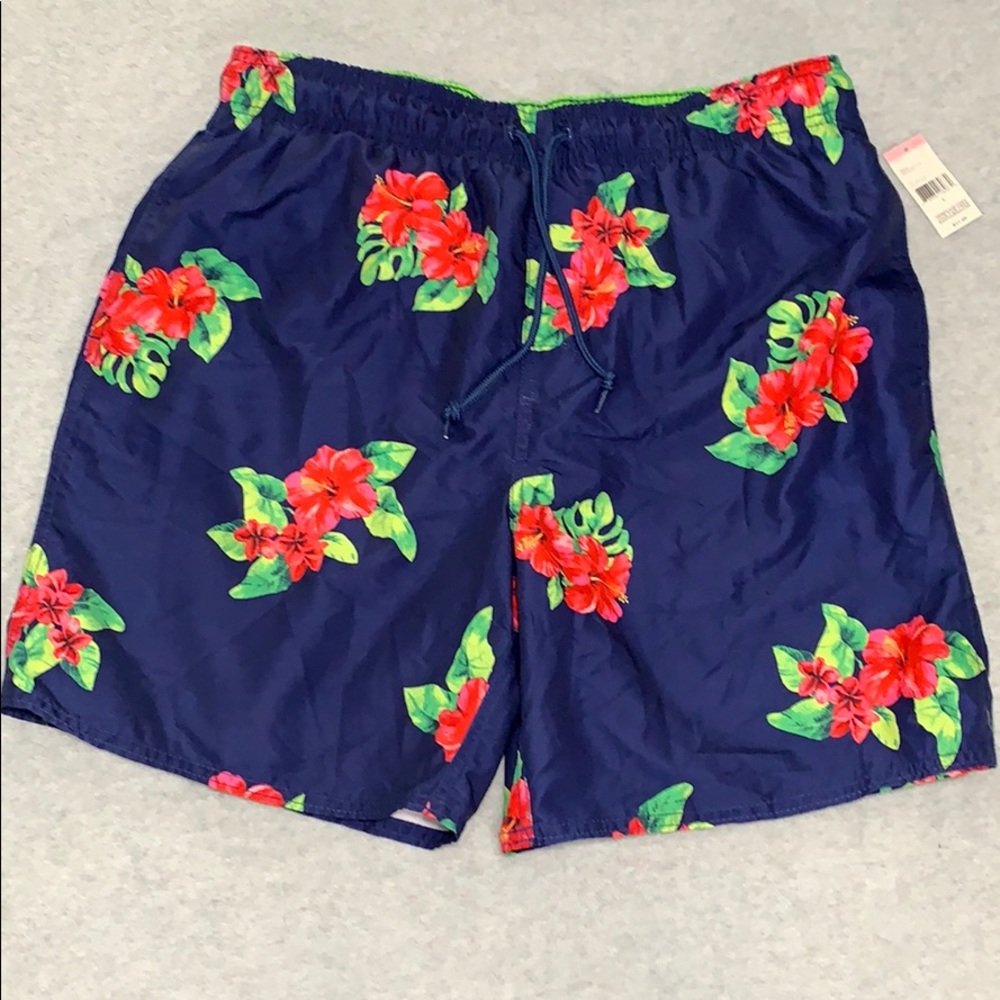 Men’s Hibiscus Swim Trunks Estate Blue